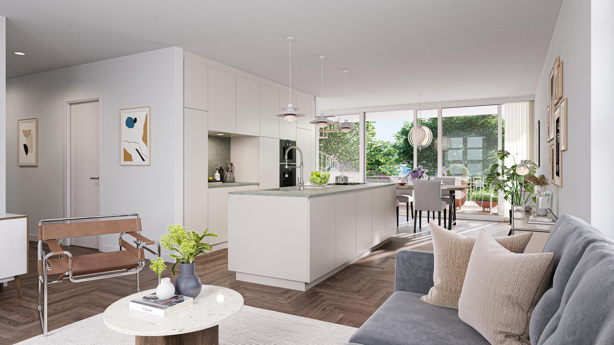 Attika Wohnung_Wohnzimmer-Küche