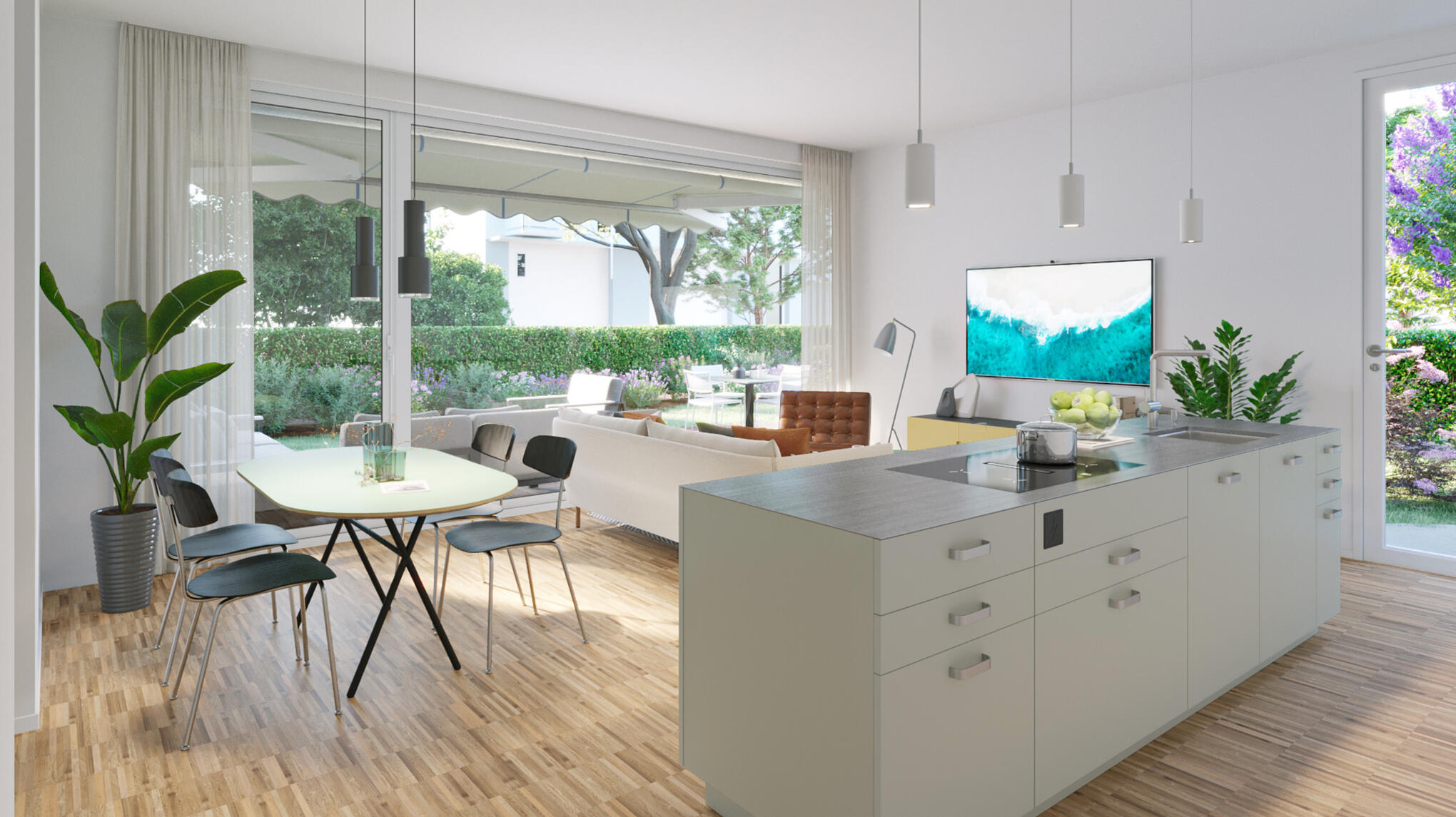 Attika Wohnung_Wohnzimmer-Küche